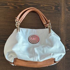 Michael Kors Cream and Brown Shoulder Bag
